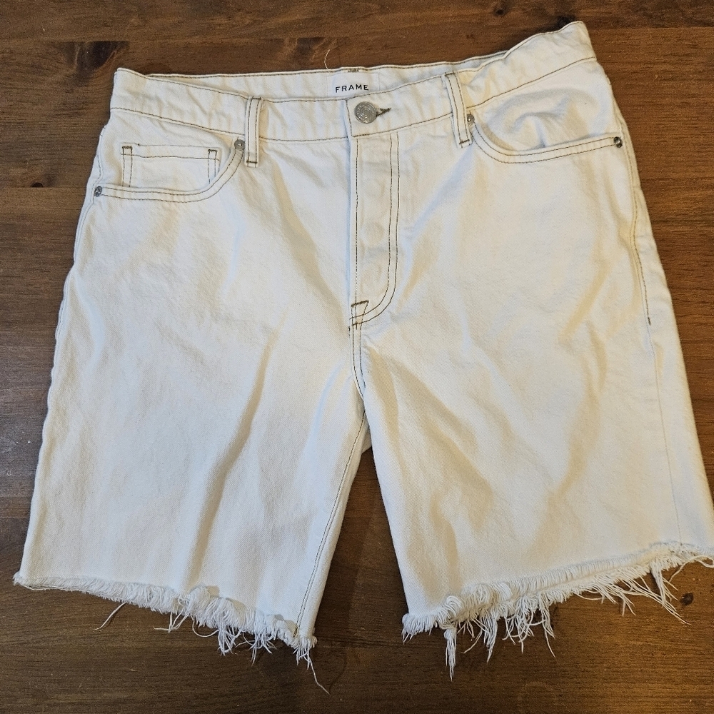 Frame Bermuda Shorts Le Slouch Bermuda White  Denim Size 28